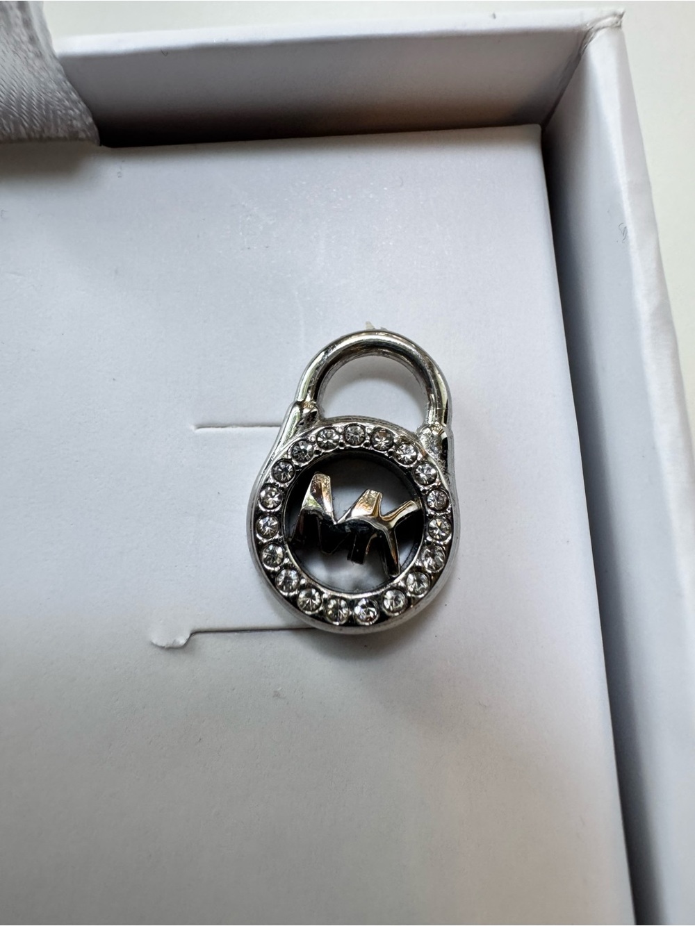 Michael Kors Silver Logo Drop Stud Earrings - Picture 3 of 4